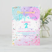 Colorful ballons kinderen verjaardagsfeest uitnodi aankondiging (Staand voorkant)