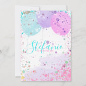 Colorful ballons kinderen verjaardagsfeest uitnodi aankondiging (Achterkant)