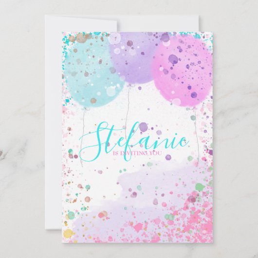 Colorful ballons kinderen verjaardagsfeest uitnodi aankondiging (Achterkant)