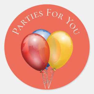 Colorful ballons party business branding ronde sticker