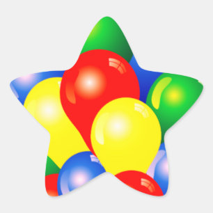 Colorful ballons verjaardagsfeest sjabloon ster sticker