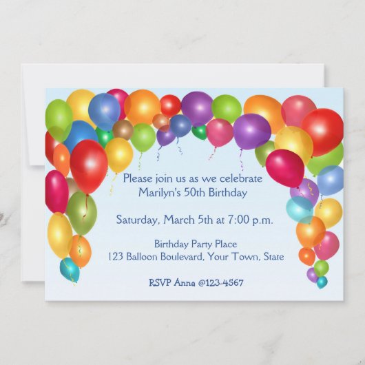 Colorful Balloon Arch Party Kaart (Voorkant)