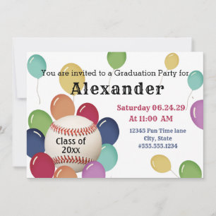 Colorful Balloon Baseball Sports Graduparty