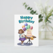 Colorful Balloon Birthday Girl Briefkaart (Staand voorkant)