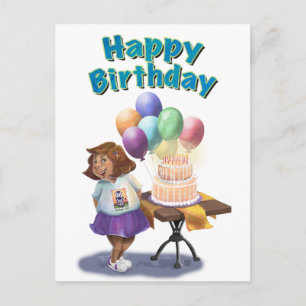 Colorful Balloon Birthday Girl Briefkaart