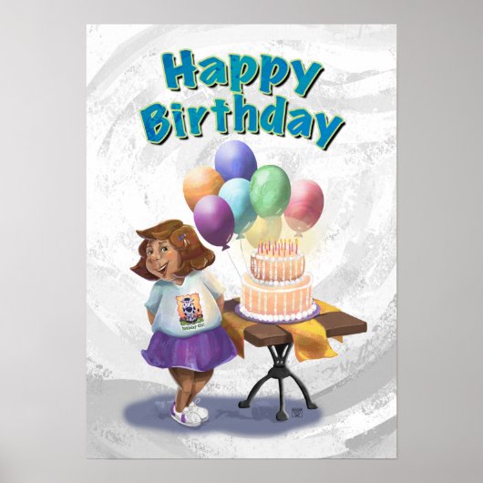 Colorful Balloon Birthday Girl Poster (Voorkant)