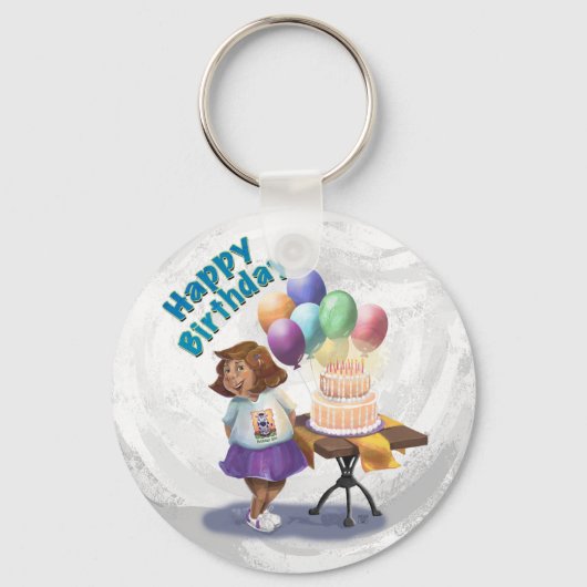 Colorful Balloon Birthday Girl Sleutelhanger (Voorkant)