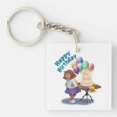 Colorful Balloon Birthday Girl Sleutelhanger (Voorkant)