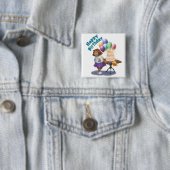 Colorful Balloon Birthday Girl Vierkante Button 5,1 Cm (In situ)