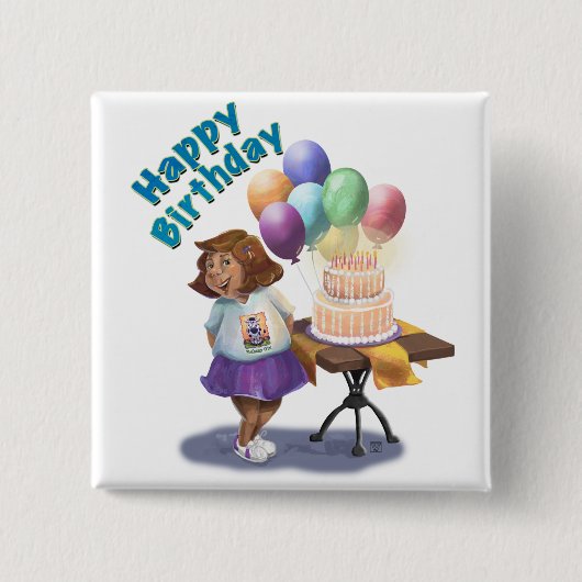 Colorful Balloon Birthday Girl Vierkante Button 5,1 Cm (Voorkant)