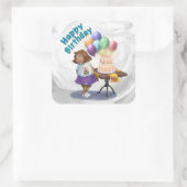 Colorful Balloon Birthday Girl Vierkante Sticker (Tas)