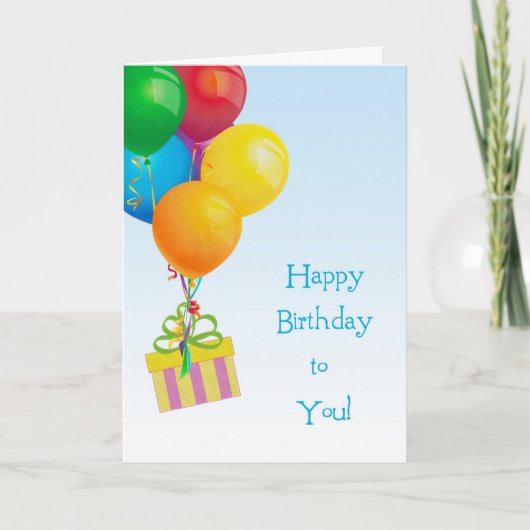 Colorful Balloon Bouquet, Gift, Birthday Card Kaart (Voorkant)