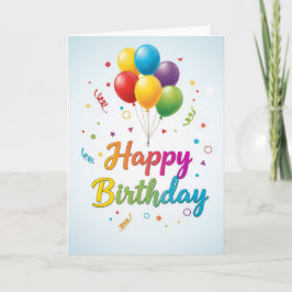 Colorful Balloon Celebration – Happy Birthday Card Kaart