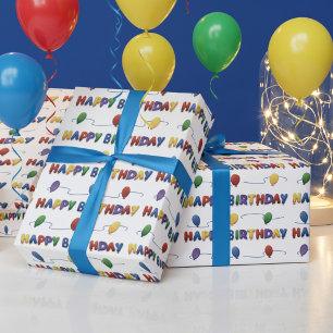 Colorful Balloon Happy Birthday Wrapping Paper Cadeaupapier
