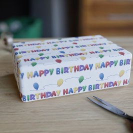 Colorful Balloon Happy Birthday Wrapping Paper Cadeaupapier