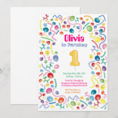 Colorful Balloon thema Kinderdagenuitnodiging Aankondiging (Voorkant / Achterkant)