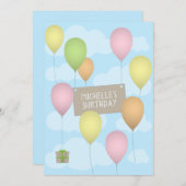 Colorful Balloons Birthday Flat Wenskaart (Voorkant / Achterkant)