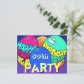 Colorful Balloons Birthday Party ~w/Age Sjabloon Kaart (Staand voorkant)