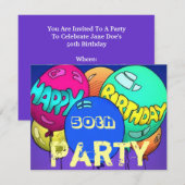 Colorful Balloons Birthday Party ~w/Age Sjabloon Kaart (Voorkant / Achterkant)