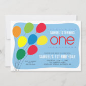 Colorful Balloons Boys 1e verjaardag Kaart (Voorkant)