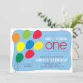 Colorful Balloons Boys 1e verjaardag Kaart (Staand voorkant)