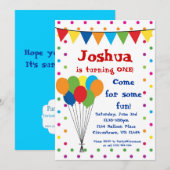 Colorful Balloons, Circus Carnival Birthday Party Kaart (Voorkant / Achterkant)