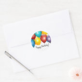 Colorful Balloons & Confetti Birthday Party Favor Ronde Sticker (Envelop)