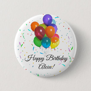 Colorful Balloons & Confetti Birthday Party Pin Ronde Button 5,7 Cm