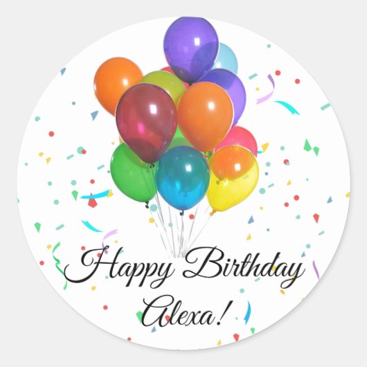 Colorful Balloons & Confetti Party Stickers Labels (Voorkant)