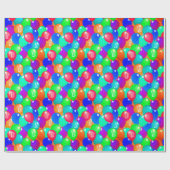 Colorful Balloons Custom Monogram Happy Joyful Fun Cadeaupapier (Vlak)