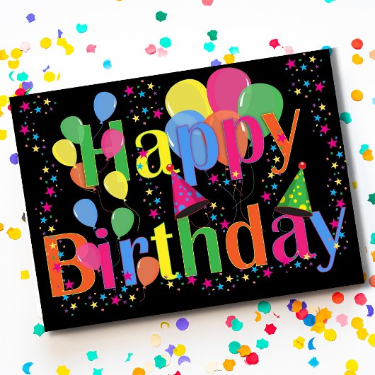 Colorful Balloons HAPPY BIRTHDAY Briefkaart