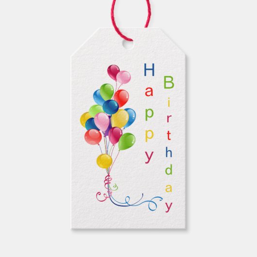 Colorful Balloons, Happy Birthday Cadeaulabel (Voorkant)