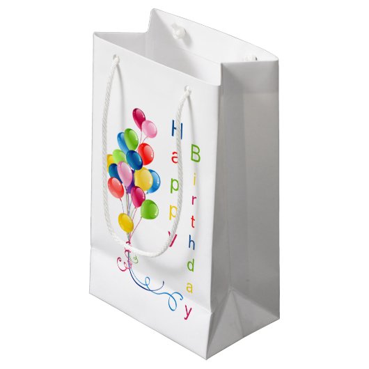 Colorful Balloons, Happy Birthday Gift Bag Klein Cadeauzakje (Voorkant Gekanteld)