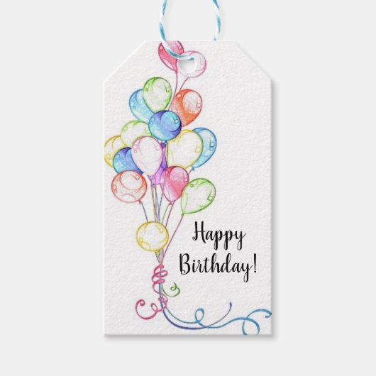 Colorful Balloons Happy Birthday Gift Labels Cadeaulabel (Voorkant)