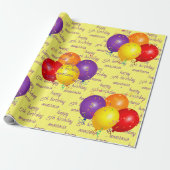 Colorful Balloons Happy Birthday Pattern Sjabloon Cadeaupapier (Uitgerold)