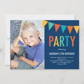 Colorful Banner Photo Birthday Invitation Kaart (Voorkant)