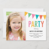 Colorful Banner Photo Birthday Invitation Kaart (Voorkant)