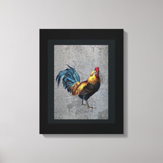 Colorful Bantam Rooster Canvas Afdruk (Voorkant)