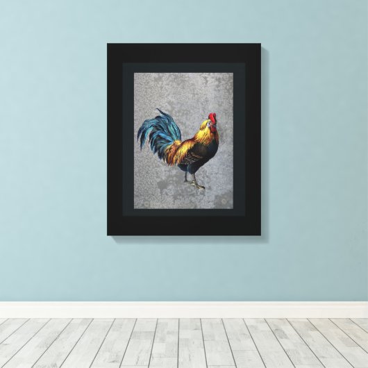 Colorful Bantam Rooster Canvas Afdruk (Insitu (Houten vloer))