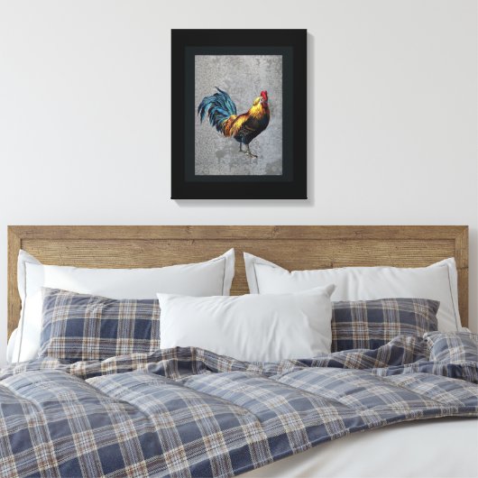 Colorful Bantam Rooster Canvas Afdruk (Insitu (Slaapkamer))