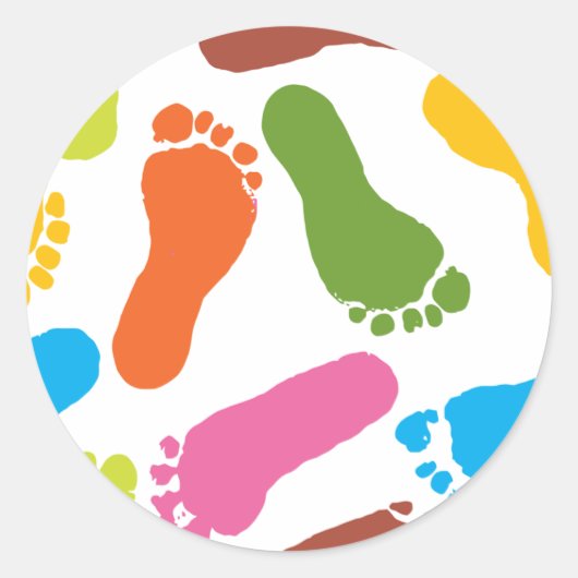 Colorful Bare Footprint Ronde Sticker (Voorkant)
