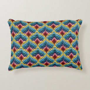 Colorful Bargello Embroidery Boho Chic Pattern Accent Kussen