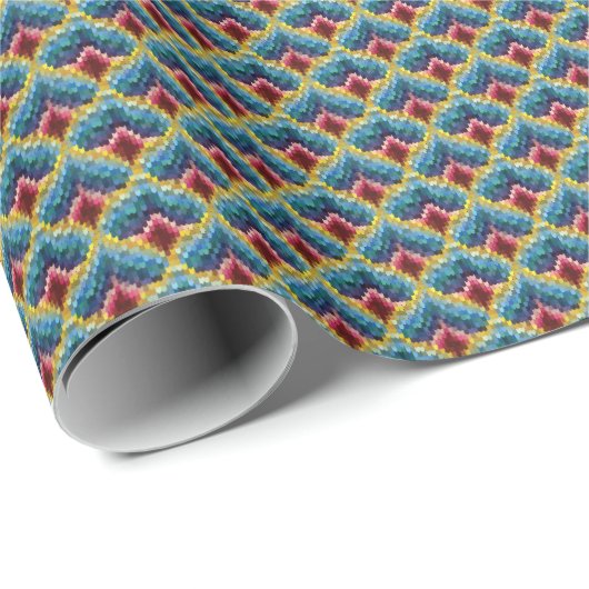 Colorful Bargello Embroidery Boho Chic Pattern Cadeaupapier (Rol Hoek)