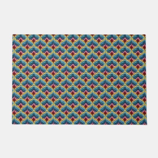 Colorful Bargello Embroidery Boho Chic Pattern Deurmat (Voorkant)