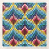 Colorful Bargello Embroidery Boho Chic Pattern Glazen Onderzetter (Voorkant)
