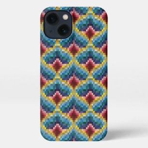 Colorful Bargello Embroidery Boho Chic Pattern iPhone 13 Hoesje