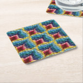 Colorful Bargello Embroidery Boho Chic Pattern Kartonnen Onderzetters (Schuin)