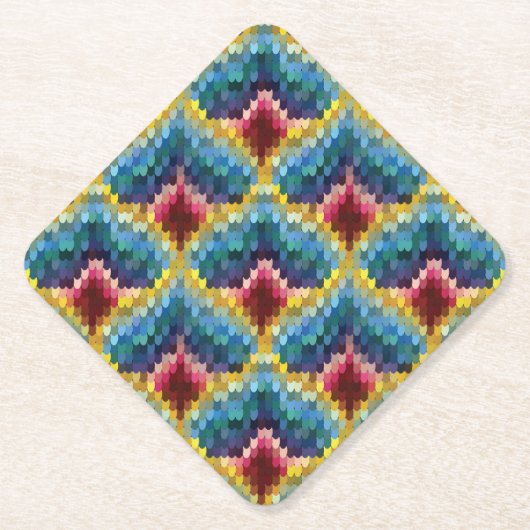 Colorful Bargello Embroidery Boho Chic Pattern Kartonnen Onderzetters (Voorkant)