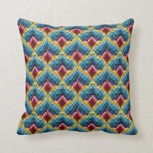 Colorful Bargello Embroidery Boho Chic Pattern Kussen