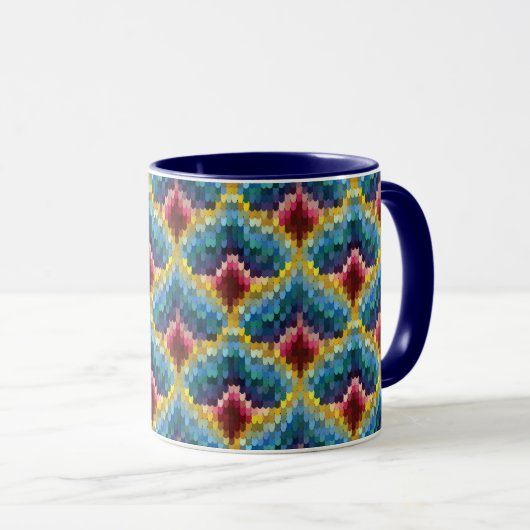 Colorful Bargello Embroidery Boho Chic Pattern Mok (Voorkant rechts)